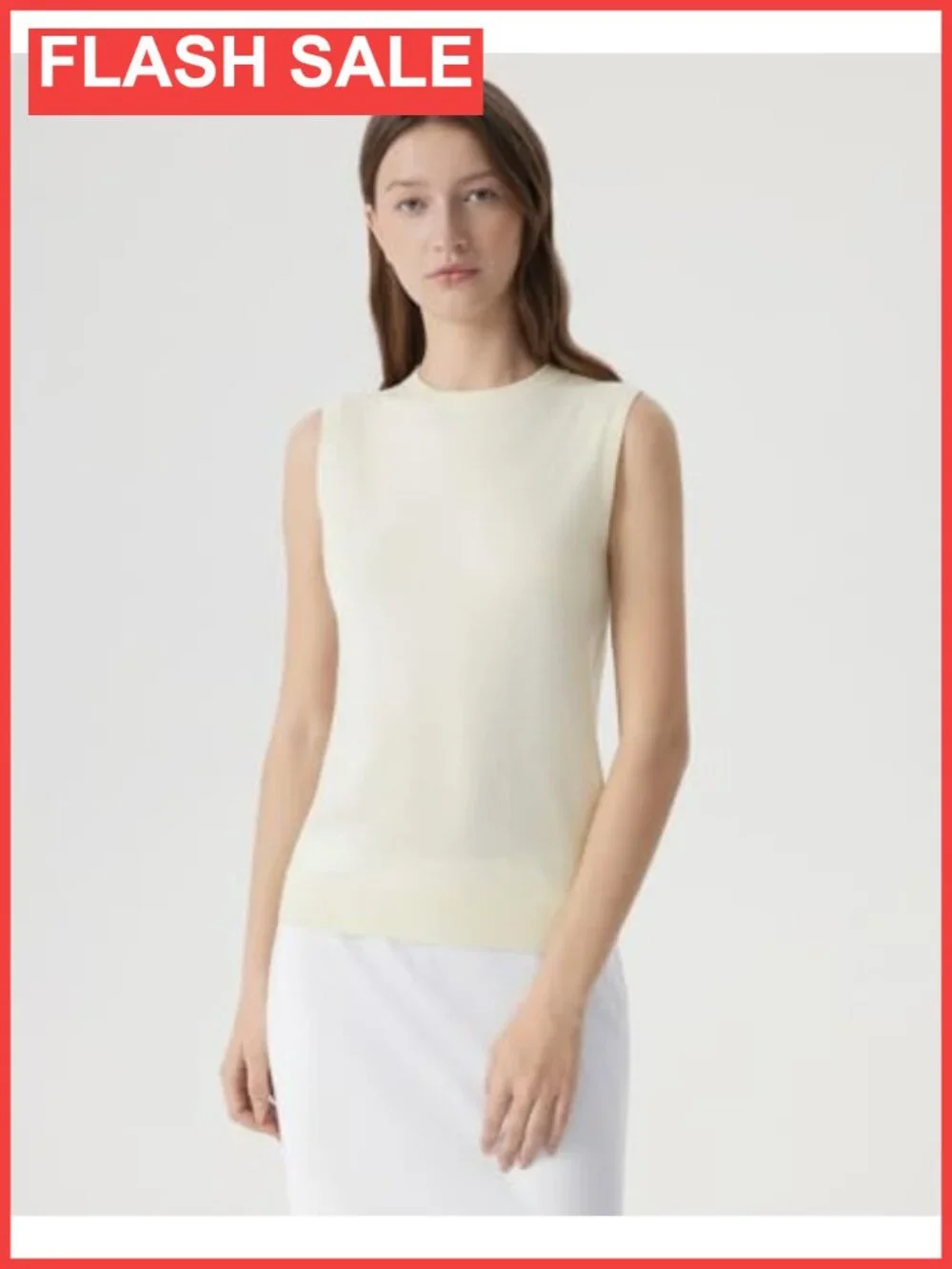 Silk Cashmere Blend Crew Neck Sleeveless Sweater Vest Loose Knit Tank Top